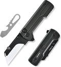 OKNIFE U1 Ultra Pocket Folding Utility Knife w/Ceramic Blade, Lightweight O-Aluminum Handle Button Lock EDC Box Cutter with Clip for Men Women (Stealth Grey)