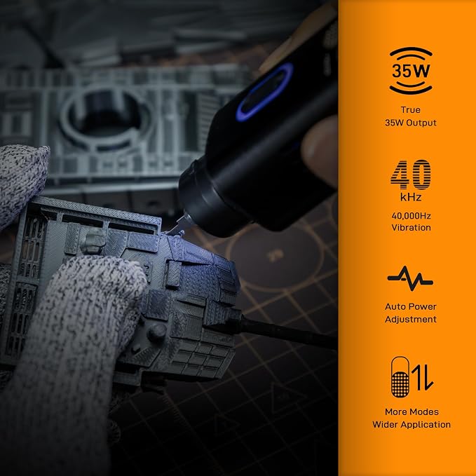 JAKEMY Corded Ultrasonic Cutter, True 35W & 40kHz Vibration, 4 Cutting Modes/5 Types Blade, 2 In 1 Handheld Cutting Knife Tool For Plastic Cutting/Precision Grinding/Modelmaking/Woodcarving/Craft DIY