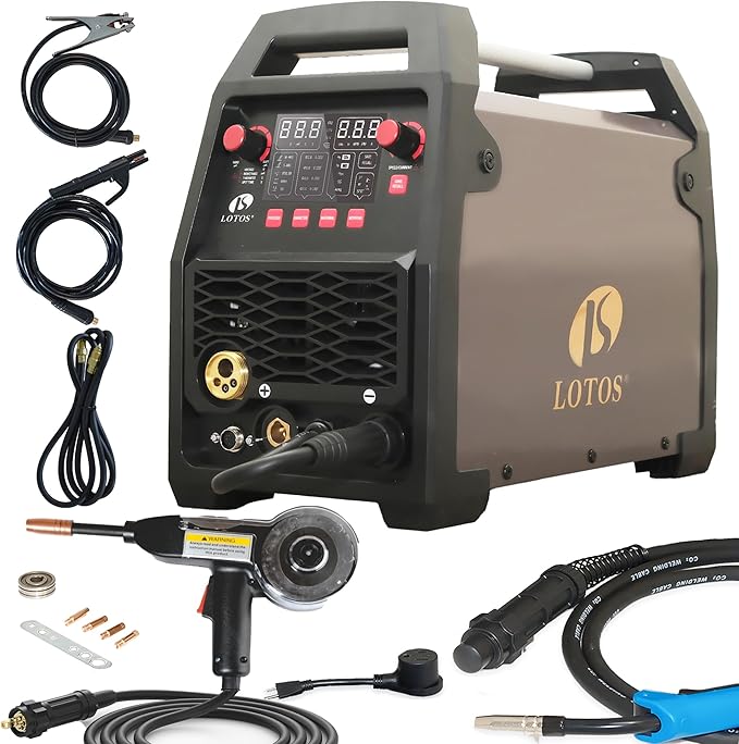MIG180SP 6-in-1 180A MIG Welder with Spool Gun for Aluminum Welding, Gas/Flux-Core MIG, Lift TIG, Stick, Spot, Auto Synergic Voltage Fine-Tune, 120/240V Dual-Voltage, LED Display