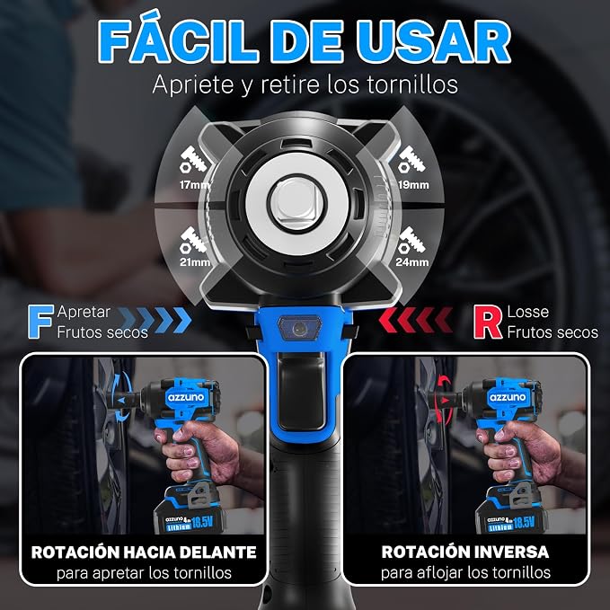 Electric Impact Wrench 737 Ft-lbs(1000N.m) 1/2'' Brushless Cordless Impact Driver with Fast Charger and 2x4.0Ah Battery Powered Impact Wrench Charger & 4 CR-V Sockets for Home Car Truck Tires