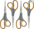 Westcott 8-Inch Titanium Bonded Straight Scissors, Soft Handle, Gray/Yellow, 4-Pack