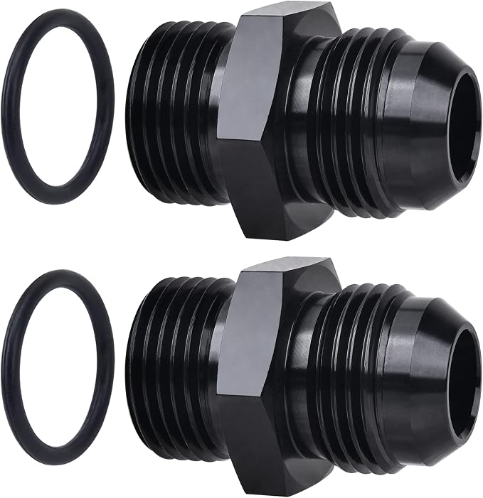 EVIL ENERGY 12AN Flare to 12AN ORB Male Fuel Rail Adapter 2PCS Bundle with Adjustable 3AN-12AN Wrench Aluminum Black