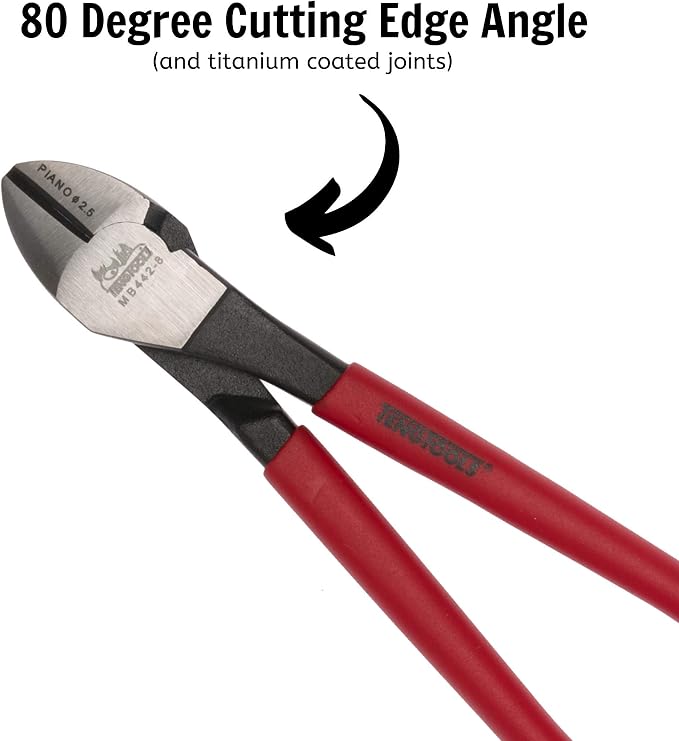 Teng Tools 8 Inch Heavy Duty Precision Side Cutting Pliers With Vinyl Handles - MB442-8, Chrome