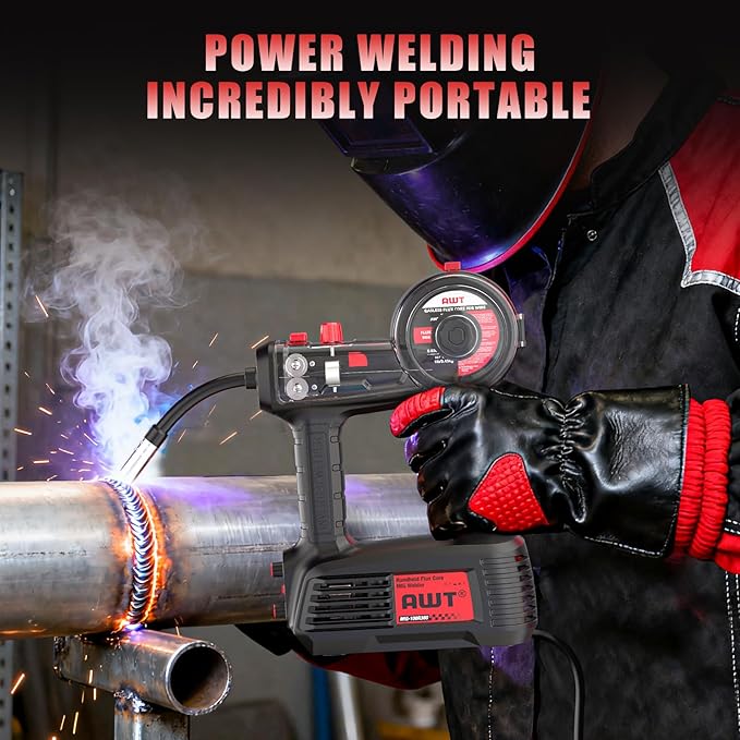AWT 100A Handheld MIG Welder Machine,2025 Newest 110V Flux Core MIG Welder Machine with 360°Mig Torch,Portable Gasless MIG Welding Machine,Hand Held Inverter Wire Feed Welder for Home & DIY Projects