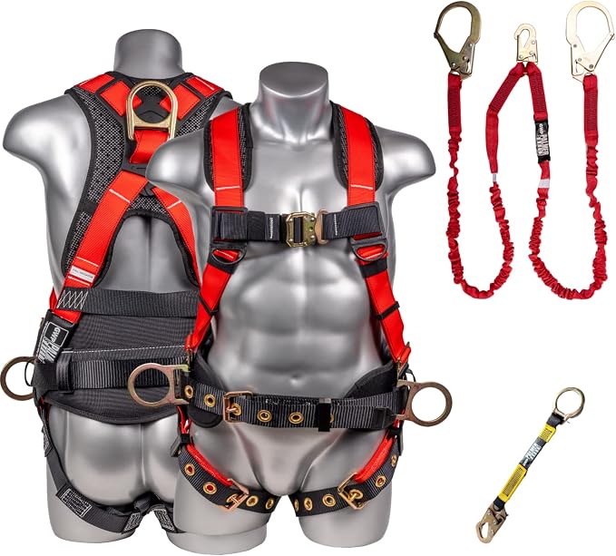 Hammerhead 5pt Safety Harness Back Padded, QCB Chest, Tongue Buckel Legs Straps, Back & Side D-Rings
