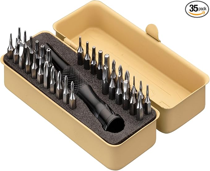 KESI Tool Torx Bit Set 35-Piece, 2 In-1 Bits Ratchet, Flex Locking Head Design with 34-piece Precision S2 Bits Magnetic Bit Holder and Compact Paint Metal Case, Multi-function