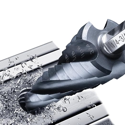 GRENPRO Cobalt Step Drill Bit, 1/4"-3/4" Large Step Bit, M35 HSS Impact Tough Step Bits for Metal, 1/2" Shank Unibit Step Drill Bits, Stainless Steel, Aluminum, Wood