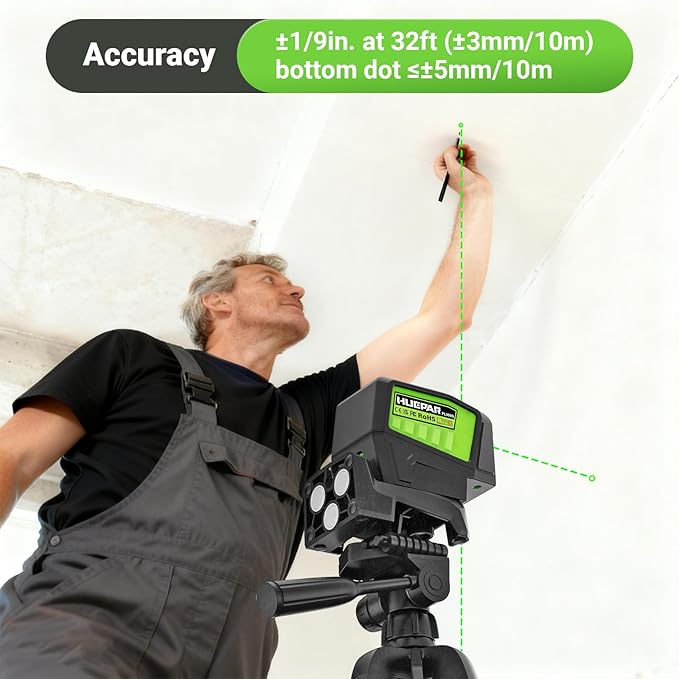 HUEPAR 3 Point Self Leveling Laser Alignment Tool with Plus Mode (98-165Ft), Laser Plumb Dots Level with 360° Magnetic Base Includes 2 AA Batteries & Hard Carrying Case - PL300G