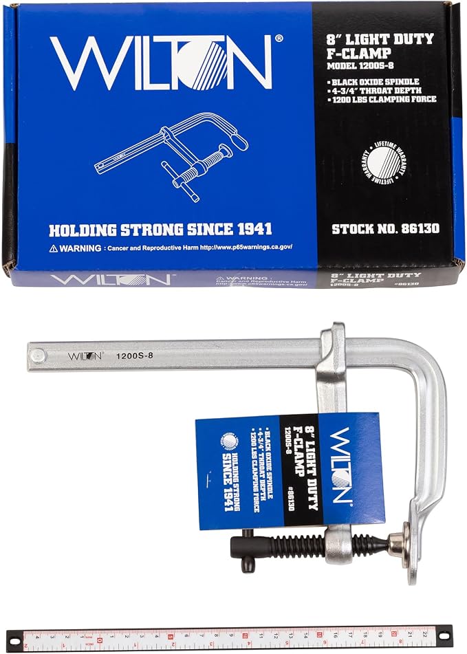 Wilton Light-Duty F-Clamp, 8" Opening, 4-3/4" Throat, 1200 Lbs. Clamping Force (Model 1200S-8) (Pack of 2)