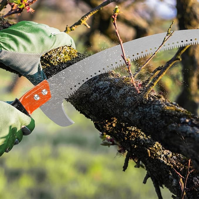 Walensee 7.7FT Pole Saw for Tree Trimming, Manual Tree Saw with Steel Blade & Adjustable Stainless Steel Extension Pole, Lightweight Long-Reach Tree Trimmer & Pole Pruner at Forestry Yard Garden Patio | Lightweight Manganese Steel Blade with Dual Hook ...