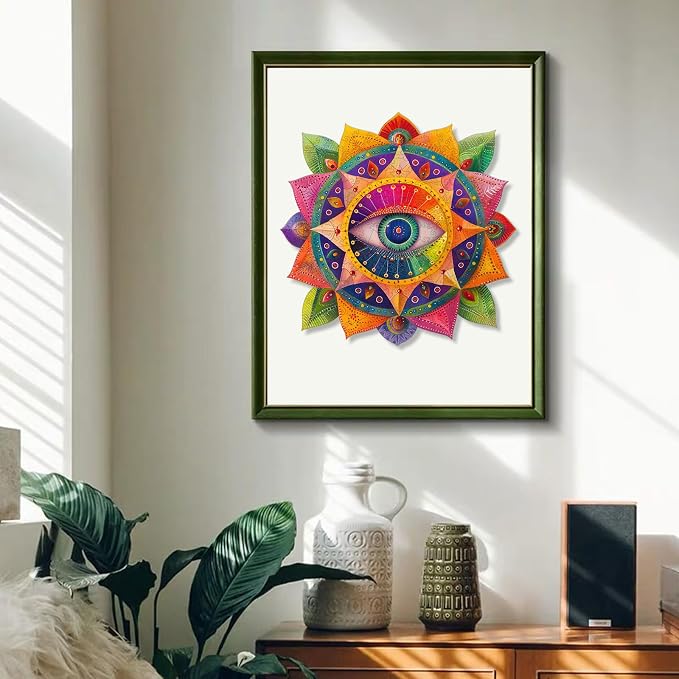Mys Aurora Mandala Evil Eye Wooden Puzzles for Adults - Spiritual Design for Meditation & Home Decor - Family Game Gift Idea - 200 Piece Jigsaw Puzzle, 11.2'' x 10.8''