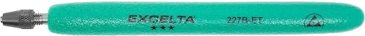 Excelta - 227B-ET - Pin Vise - Straight - Two Star - Brass - Ergo Handle - 0 - .025" (0 - .63mm), 0.3" Height, 0.3" Wide, 4.5" Length