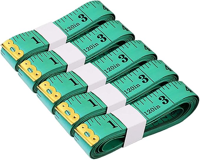 Measuring Tape for Sewing, 120 Inch Soft Fabric Cloth Tape Measure for Body Measurement, 5 Pack Double Scale Seamstress Tailor Ruler for Waist Clothing Nursing Craft(Green)