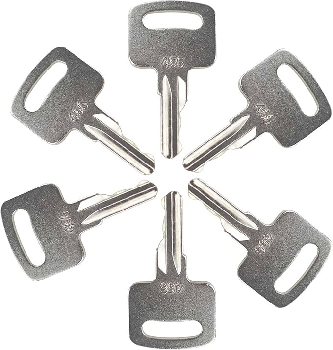 6PCS 455 Ignition Keys Heavy Equipment Forklift Key 104466 Compatible with Boo-m Lifts Scissor Lift Gen-ie Skyjack Te-rex JL-G Snor-kel Snor-kel Man-Lift Upright