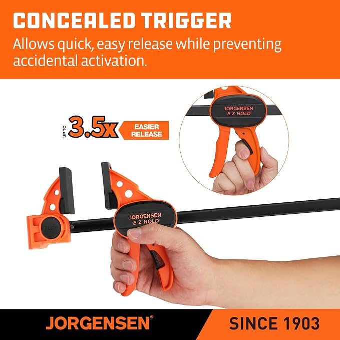 JORGENSEN E-Z Hold 2-Pack 12" 200LBS Light Duty Woodworking Bar Clamps