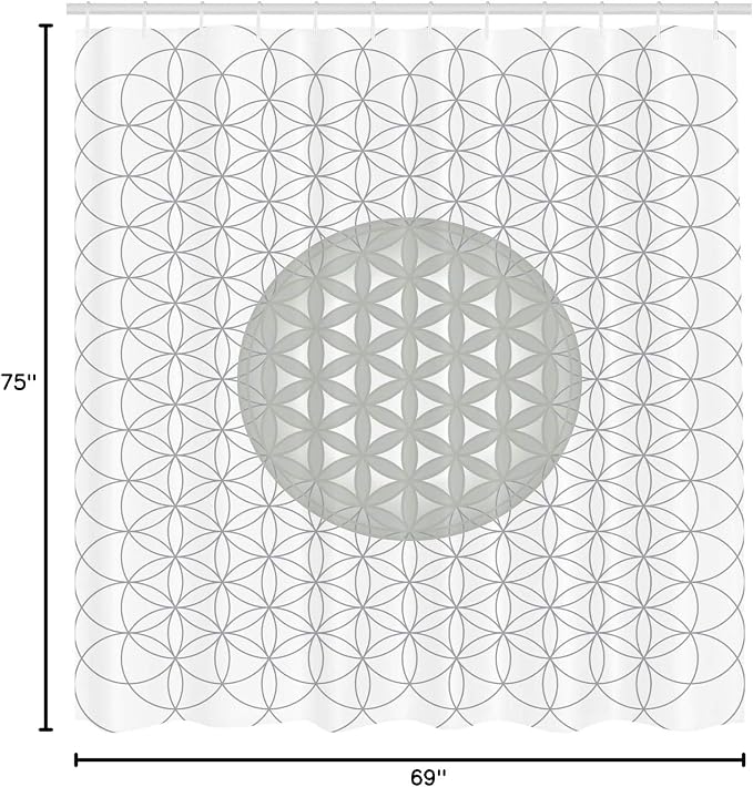 Ambesonne Geometry Shower Curtain, Interlace Circles of Time and Space Theme Vortex Natural Geometry Myth Form, Cloth Fabric Bathroom Decor Set with Hooks, 69" W x 75" L, Pale Grey