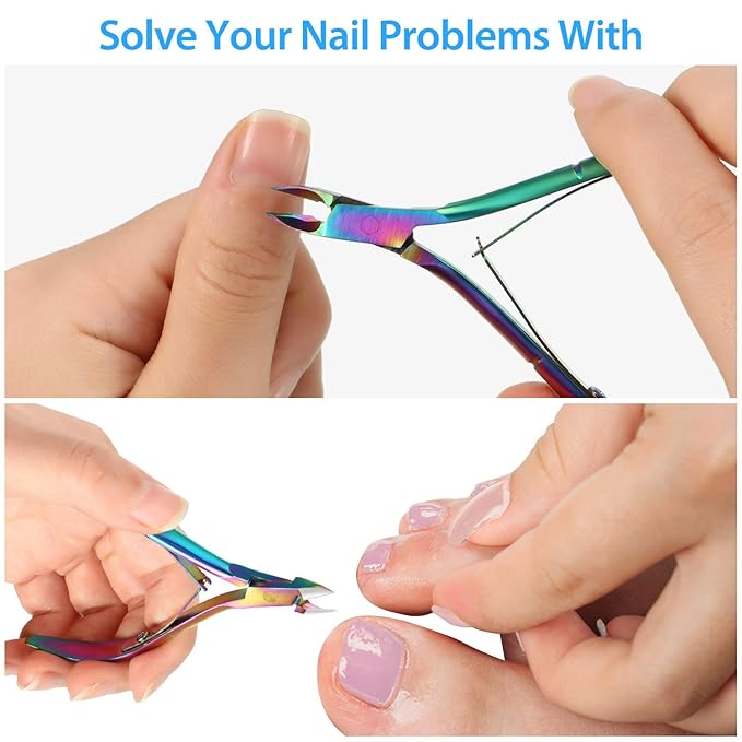 Mudder 3 Packs Cuticle Trimmer Nippers Cutter Tool Stainless Steel Nail Cuticle Scissors Remover with Pointed Blade Scissors Pedicure Manicure Tool for Fingernails and Toenails Nails Care
