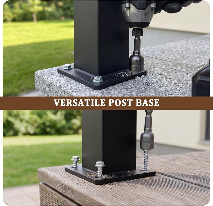 Metty Metal Deck Post,2.76 in. x 2.76 in. x 39 in Perpendicular Adjacent Two Side Pre-Drilled 90 Degree Railing Corner Post, Ending Support Post