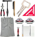 GUTIMORE MIG Welding Tools,22pcs,Chipping Hammer,13.5" Leather Welding Gloves,7" Speed Square,11" Welding Clamp,Soapstone Holder,50LB Welding Magnet,8" Welpers Pliers,MIG Nozzle Reamer,Wire Brush