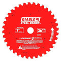 Diablo Steel Demon Cermet II Saw Blade for Thick Metal - 7" Diameter, 36 TCG Teeth, 20mm Arbor, .075" Kerf, 0° Hook Angle, .063" Plate, 5800 Max RPM - D0736CFM