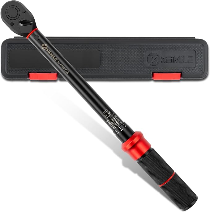 1/2-Inch Drive Click Torque Wrench-10-150 Ft-Lb for Car Motorcycle | Adjustable Inch Pound Torque Wrench (13.6-203.4Nm),72T Dual-Direction Dual Range, 3% Precision for Bike Lug Nut Machinery DIY