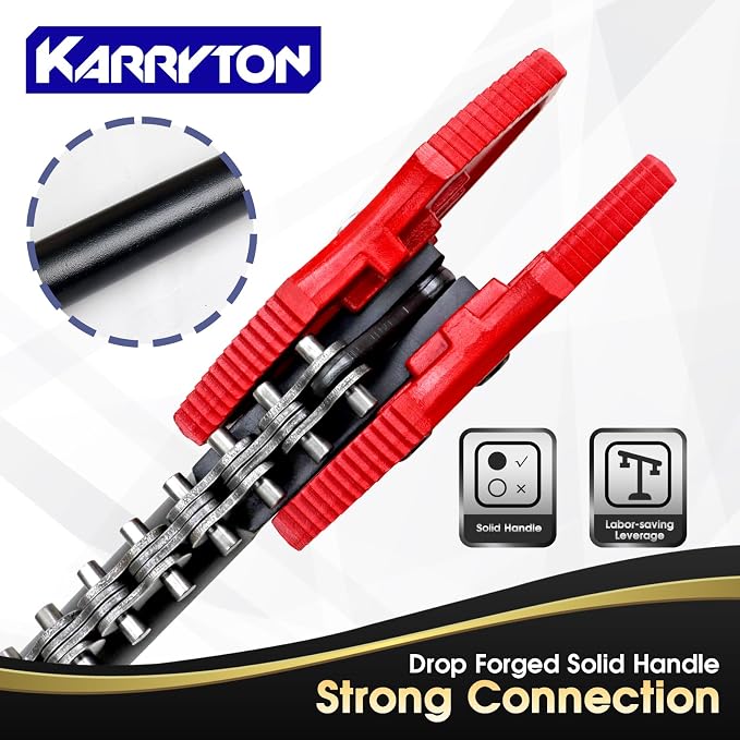50" Chain Pipe Wrench, Fits 1.5"-8" Pipe Diameters, 40" Chain Length Max Breaking Load 22000LBs, Heavy Duty Chain Tongs for Pipe Installation, Oil Fields Operations and Maintenance