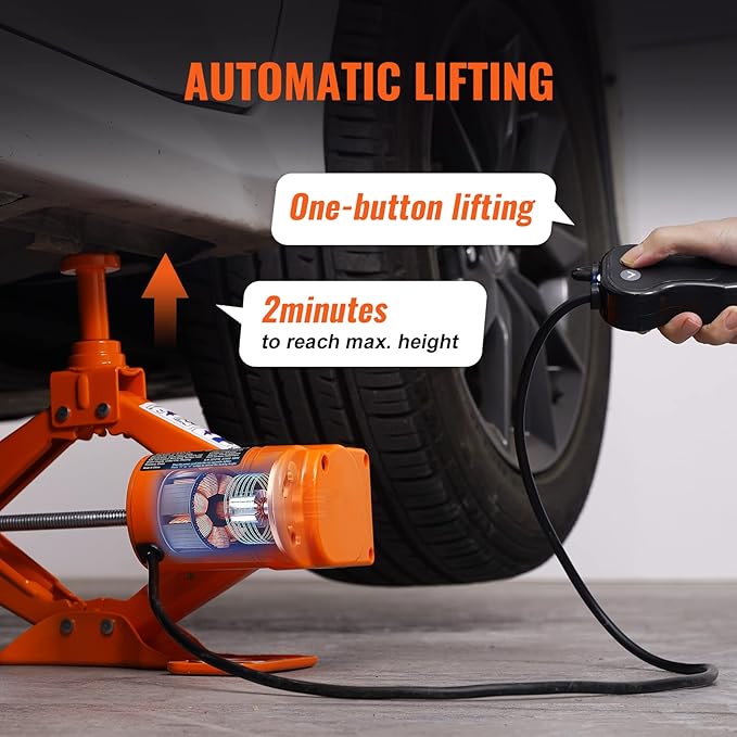 VEVOR Electric Car Jack, 3 Tons /6600 lbs 12V Electric Scissor Jack with Electric Impact Wrench, Double Saddles with Remote Control, Portable Car Jack for Sedan, SUV, Truck Tire Change Replacement