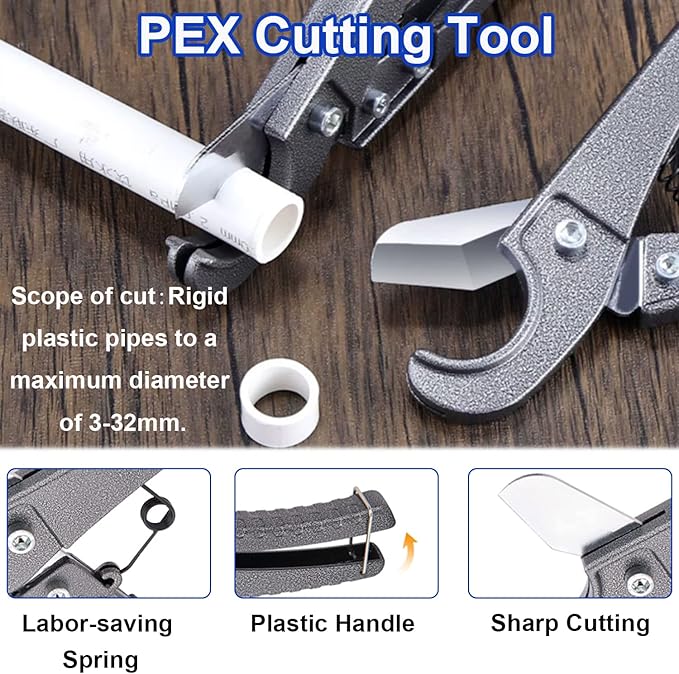 Tnisesm Pex Crimping Clamp Cinch Tool Kit with 20PCS 1/2-inch and 10PCS 3/4-inch PEX Clamps and Pex Pipe Cutter