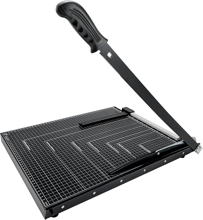 Paper Cutter,Guillotine Paper Trimmer Cutter for Office and Crafts,Heavy Duty Metal Base,12 Sheets Capacity,Portable Paper Slicer with Safety Guard and Blade Lock for Home, Office (18 inch)