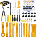 GOOACC 88Pcs Trim Removal Tool, Auto Push Pin Bumper Retainer Clip Set Fastener Terminal Remover Tool Adhesive Cable Clips Removal Kit Car Panel Radio Removal Auto Clip Pliers, Yellow