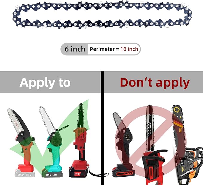6 Inch Mini Chainsaw Chain and Bar Combo (4Chains + 1Bar), 6 Inch Replacement Chains for Portable Mini Chainsaw Wood Branch Cutting 1/4" LP Pitch .043" Gauge 37 Drive Links
