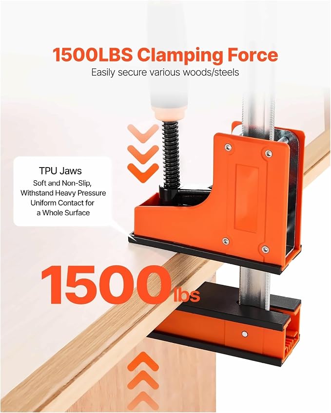 Woodworking Bar Clamps 2-Pack, 24 inch Parallel F Clamps - 1500 lbs Capacity, High-Strength Plastic & Carbon Steel - for Wood & Metal Projects, Even Pressure