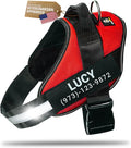 Personalized Dog Harness with Custom Name Patches, Adjustable Reflective No Choke Dog Vest with Handle for Medium Sized Dog, Red, M