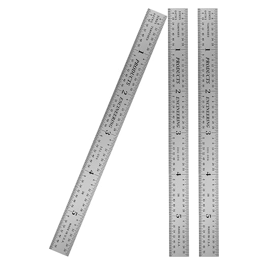 PEC Tools Made in USA Machinist Rule, 6" Flexible Steel Rule (3 Pack), Markings 1/10",1/50",1/32",1/64" for Professionals