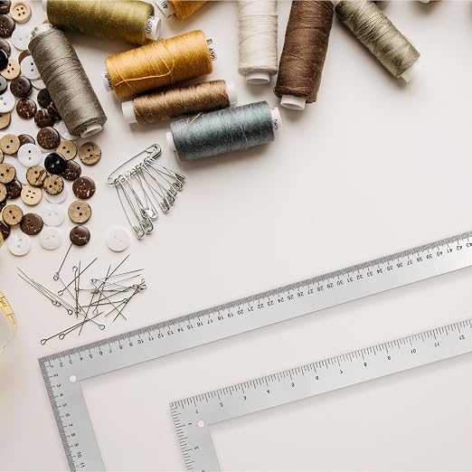 KEARING L-Square Curve Ruler,24 x 14inch and 60 x 35cm Aviation Aluminum Fashion Designer's Ruler for Pattern Making