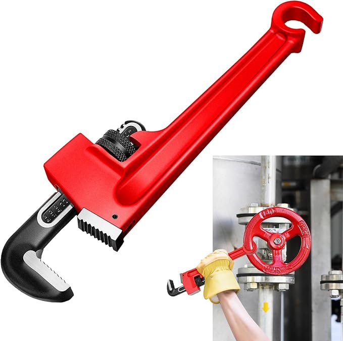 Lasnten 10" Double Ended Valve Wrench Pipe and Valve Wrench Refinery Wheels 1/8''- 1-1/2'' Pipe Capacity for Protecting from Damage