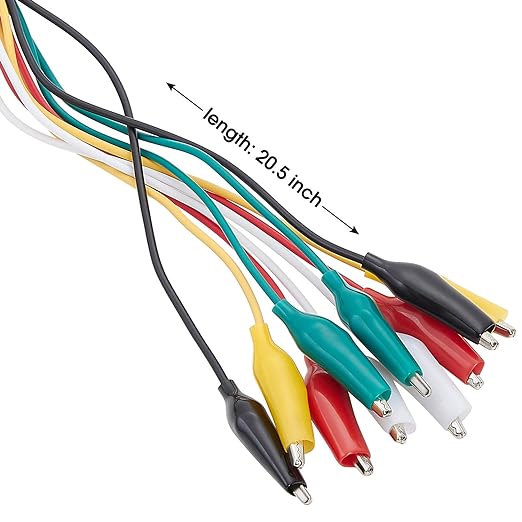 WGGE WG-026 10 Pieces and 5 Colors Test Lead Set & Alligator Clips,20.5 inches / 22 AWG Wire (3 Pack)