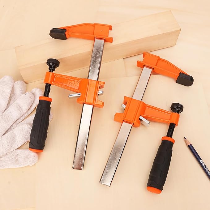 5 Pack 6 Inch Bar Clamp Set - Premium Steel F Clamp, 300 lbs Load Limited Bar Clamps, Medium Duty F-Clamp, Ideal for Woodworking and DIY Projects