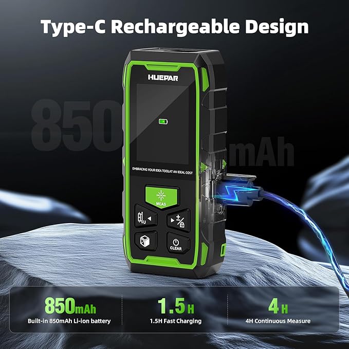 656ft/200M Dual Laser Distance Measuring Tool, Huepar Professional Rechargeable Digital Laser Room Measure Devices, Bilateral Metro Laser Measurement Tool with with Angle Sensor, Magnetic Back