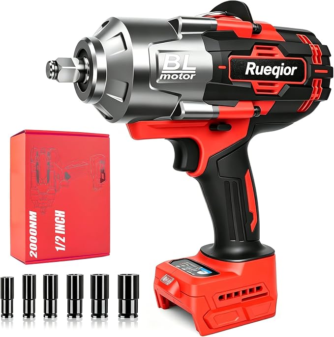 Cordless Impact Wrench 1/2" Compatible with Milwaukee 18V Battery, Impact Wrench 1450FT-LBS(2000N.m) High Torque Brushless Electric Impact, Power Impact Driver for Car, Truck (Tool Only)