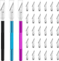 JETMORE Exacto Knife, 3 Exacto Knives with 30 Exacto Blades #11, Craft Knife, Hobby Knife, Precision Knife, Exacto Knife Set for Crafts, Arts, Modeling, Scrapbooking (Purple-Blue-Black)