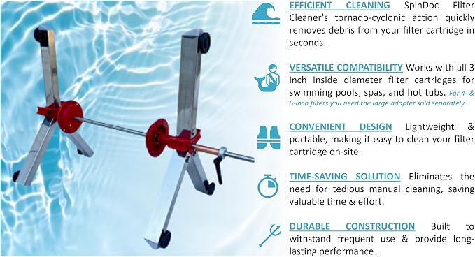 Pro Filter cleaning stand made in USA cleaner for 2, 3, 4 or 6 Inch swimming pool cartridges tornado spinner action maintenance pump equipment above in ground solar cover salt systems chlorine