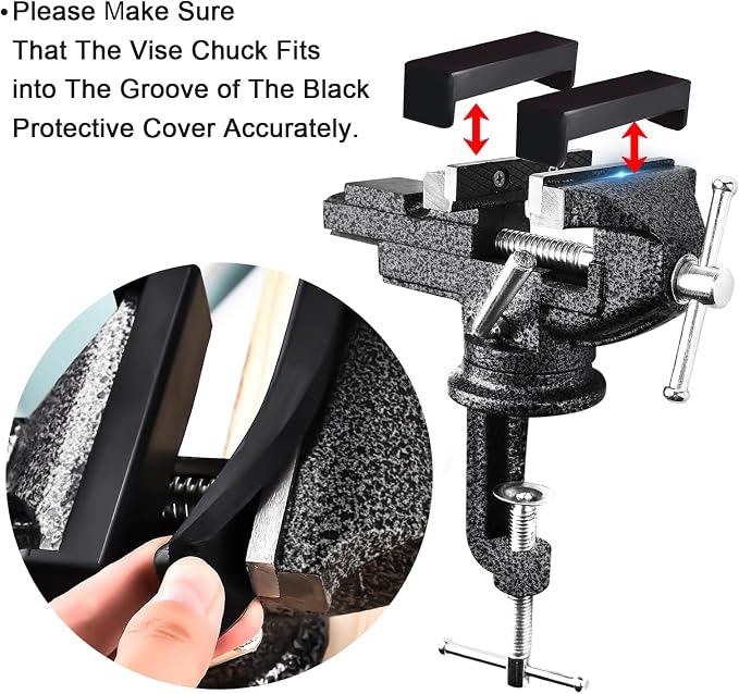 GOXAWEE Universal Bench Vise, 3.15 Inch Table Clamp, 360-Degree Swivel Base, Small Home Vice, Clamp-on Tool for Woodworking, Cutting Conduit, Small DIY Projects, Craft Creation, Sculpting and Modeling
