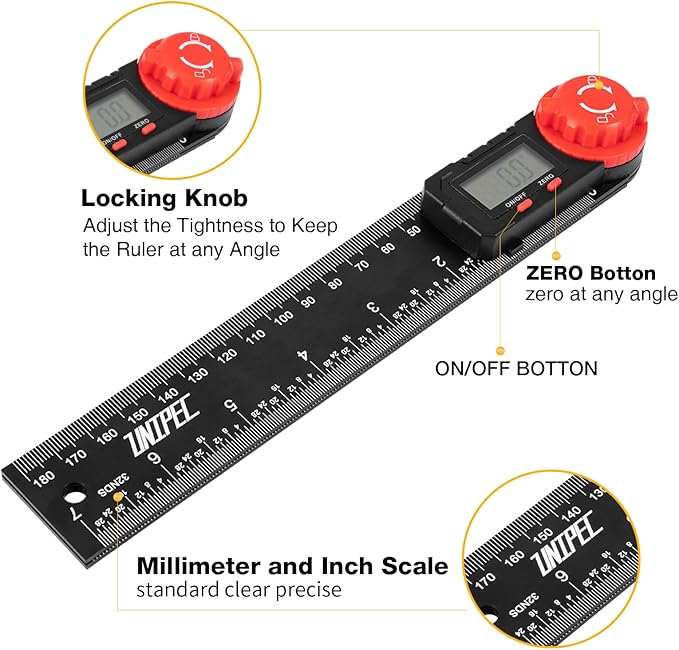 Digital Angle Finder Protractor, Angle Finder Ruler, 7inch 200mm 7inch/200mm, Angle Measuring Tool for Woodworking,Carpenter,Construction,DIY Measurement