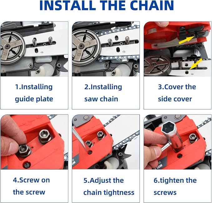 8 Inch Chainsaw Guide Bar and Chain Combo, 3/8" LP Pitch, 050" Gauge, 33 Drive Links, 8" Saw Guide Bar and Chain Combo Replacement for Greenworks, Sun Joe, Ryobi S33 (3Chains+ 1Bar)