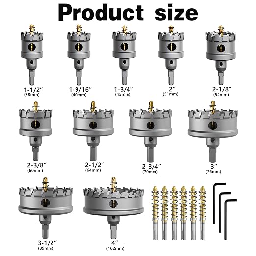 33PCS (1/2'' to 4'') Hole Saw kit for Metal,TCT Carbide Tipped Hole Saw Drill Bit Set for Hard Metal, Stainless Steel, Iron, Aluminum.