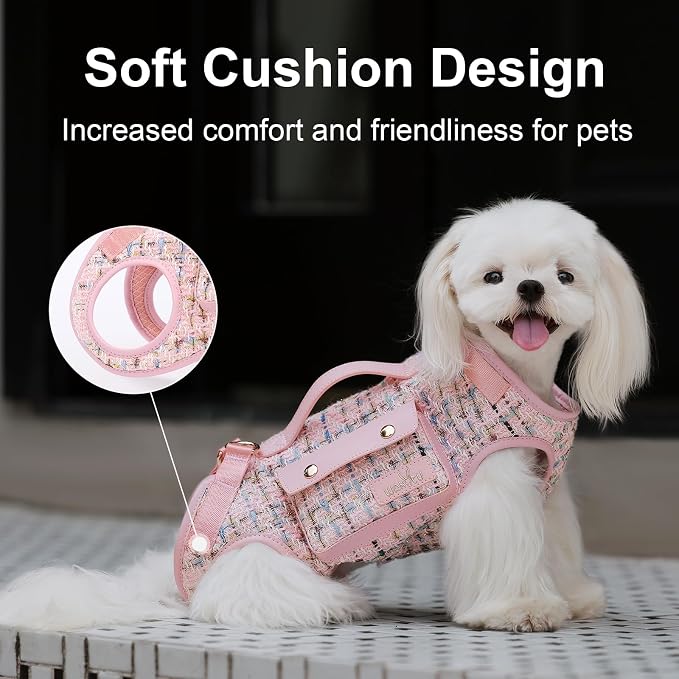 Wakytu Dog Lift Harness Dog Carrier Sling for Small Dogs & Cats,M | stylish puppy sling carrier with handle & pocket,adjustable leash,walking & travel