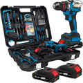 20V Brushless Cordless Drill Driver, 2×2.0Ah Batteries Fast Charger, 119PCS Power Drill Set for Home Renovation Gardening DIY Household Repair