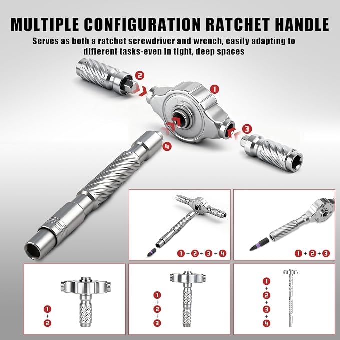 VMAN Ratchet Screwdriver Set, magnetic Screwdriver sets, S2 Steel Bits, DIY Combination Flexible Shaft, Suitable for Furniture Assembly, Precision Electrical Appliance Repair, Bicycle Tools
