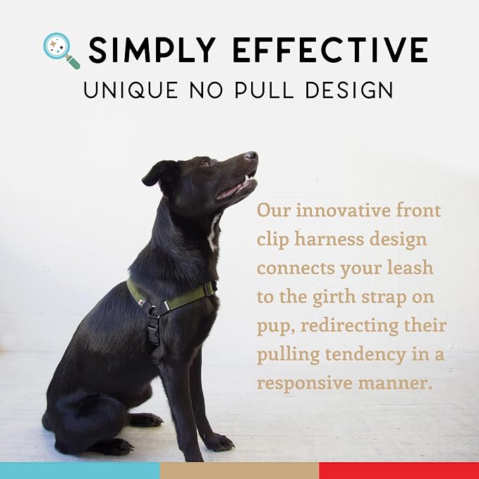 No Pull Dog Harness | Comfortable Training Harnesses | Effective No Pull Harness Design | Ideal for Large Sized Dog | 4-Point Adjustable(L - 26~32 inch Girth, Olive)